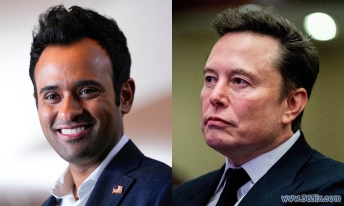 Ông Vivek Ramaswamy (trái) và tỷ phú Elon Musk. Ảnh: AP， Reuters